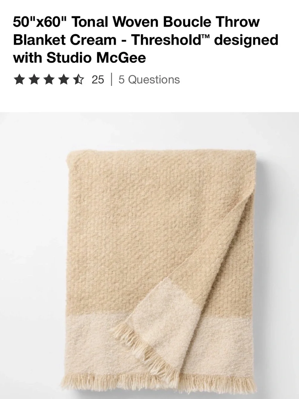 Target Studio McGee Tonal Woven Bouclé Throw Blanket in Cream